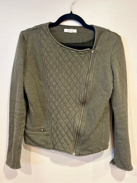 Athleta Jackets & Blazers - Athleta Belvedere Moto Jacket Olive Green Asymmetrical Zip Quilted Womens Medium